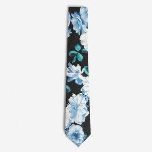 NEW! Blue Narrow Watercolor Floral Tie